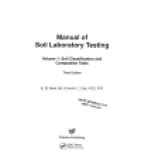 Manual of Soil Laboratory Testing : Volume 1 soil Classification and Compaction Test